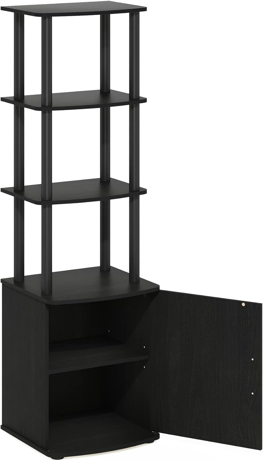 Furinno ‎20 Pounds Turn-N-Tube No Tools 3D 3-Tier Entertainment TV Stand up to 50 inch TV, Square Tubes, Americano/Black - Grand Goldman