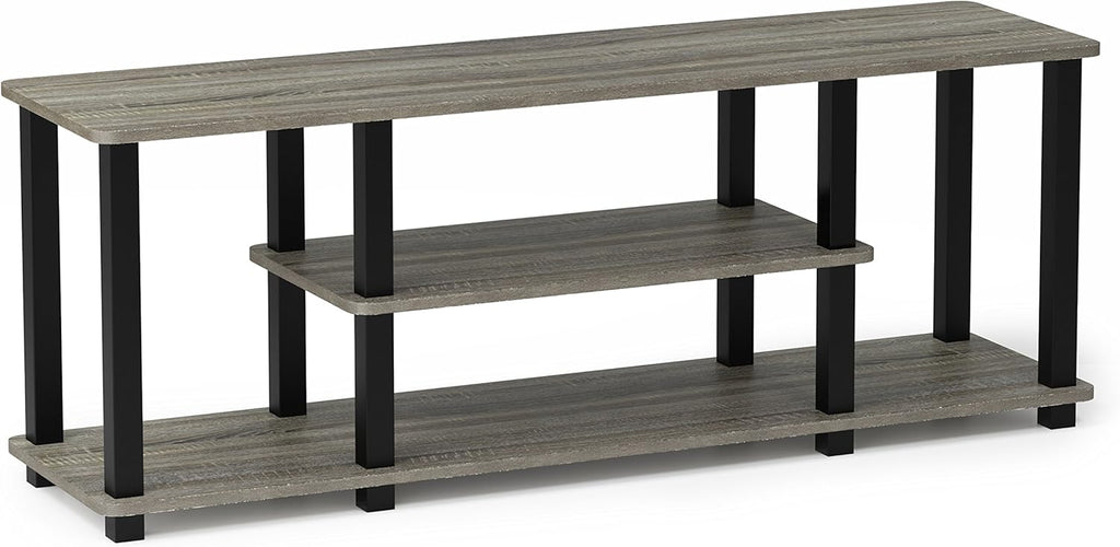 Furinno ‎20 Pounds Turn-N-Tube No Tools 3D 3-Tier Entertainment TV Stand up to 50 inch TV, Square Tubes, Americano/Black - Grand Goldman