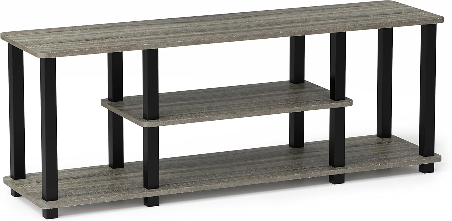 Furinno ‎20 Pounds Turn-N-Tube No Tools 3D 3-Tier Entertainment TV Stand up to 50 inch TV, Square Tubes, Americano/Black - Grand Goldman