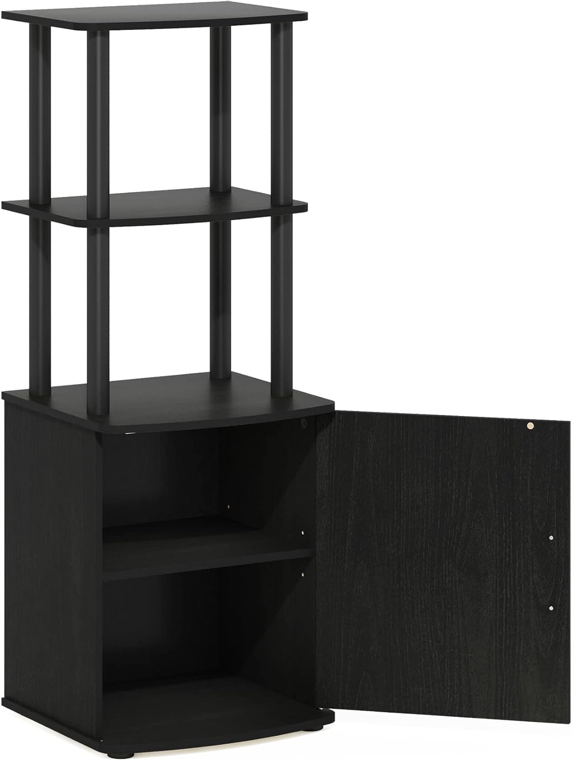 Furinno ‎20 Pounds Turn-N-Tube No Tools 3D 3-Tier Entertainment TV Stand up to 50 inch TV, Square Tubes, Americano/Black - Grand Goldman