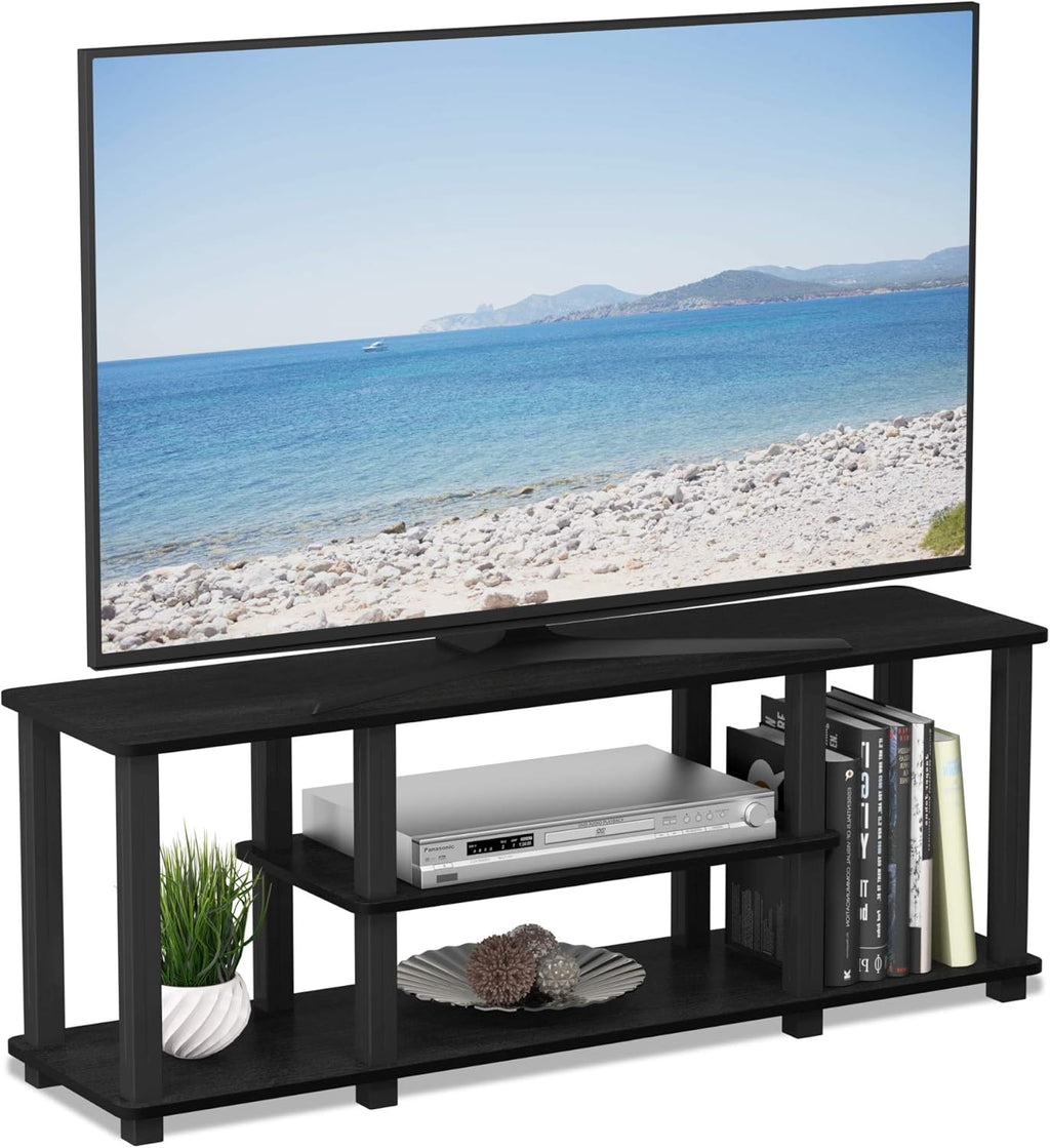 Furinno ‎20 Pounds Turn-N-Tube No Tools 3D 3-Tier Entertainment TV Stand up to 50 inch TV, Square Tubes, Americano/Black - Grand Goldman