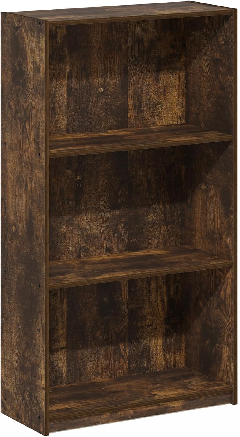 Furinno Basic 3-Tier Bookcase Storage Shelves, French Oak Grey - Grand Goldman