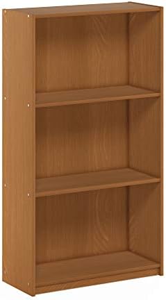 Furinno Basic 3-Tier Bookcase Storage Shelves, French Oak Grey - Grand Goldman
