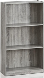 Furinno Basic 3-Tier Bookcase Storage Shelves, French Oak Grey - Grand Goldman