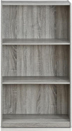 Furinno Basic 3-Tier Bookcase Storage Shelves, French Oak Grey - Grand Goldman