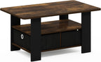 Furinno Coffee Table with Bins, Dark Brown/Black - Grand Goldman