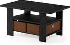 Furinno Coffee Table with Bins, Dark Brown/Black - Grand Goldman