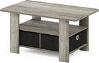 Furinno Coffee Table with Bins, Dark Brown/Black - Grand Goldman