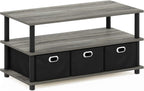 Furinno Coffee Table with Bins, Dark Brown/Black - Grand Goldman