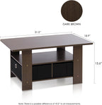 Furinno Coffee Table with Bins, Dark Brown/Black - Grand Goldman