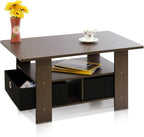 Furinno Coffee Table with Bins, Dark Brown/Black - Grand Goldman