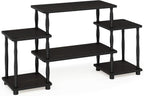 Furinno JAYA Simple Design Corner TV Stand, Espresso/Black - Grand Goldman