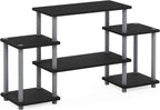 Furinno JAYA Simple Design Corner TV Stand, Espresso/Black - Grand Goldman