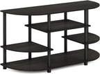 Furinno JAYA Simple Design Corner TV Stand, Espresso/Black - Grand Goldman