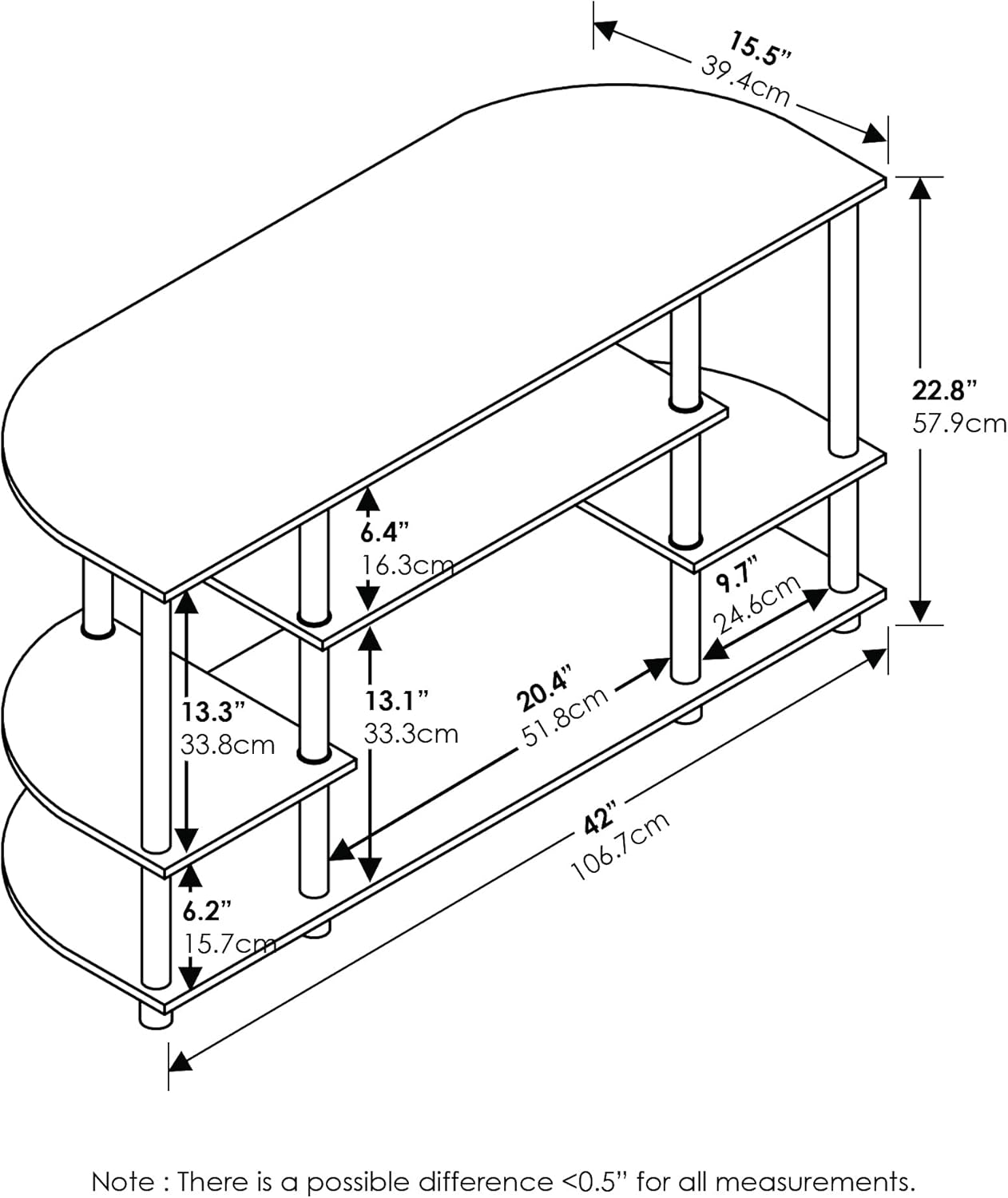 Furinno JAYA Simple Design Corner TV Stand, Espresso/Black - Grand Goldman