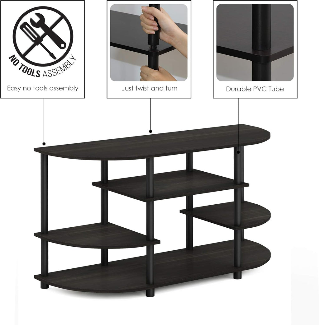 Furinno JAYA Simple Design Corner TV Stand, Espresso/Black - Grand Goldman