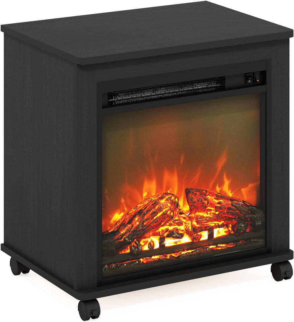 Furinno Jensen Entertainment Center Stand with Fireplace for TV up to 55 Inch, Americano, Corded Electric, Adjustable - Grand Goldman