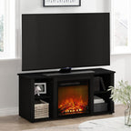 Furinno Jensen Entertainment Center Stand with Fireplace for TV up to 55 Inch, Americano, Corded Electric, Adjustable - Grand Goldman