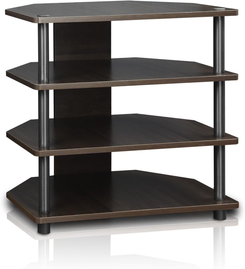 Furinno Turn-N-Tube Easy Assembly 4-Tier Petite Entertainment Center / TV Stand / TV Unit / TV Desk, Blackwood - Grand Goldman