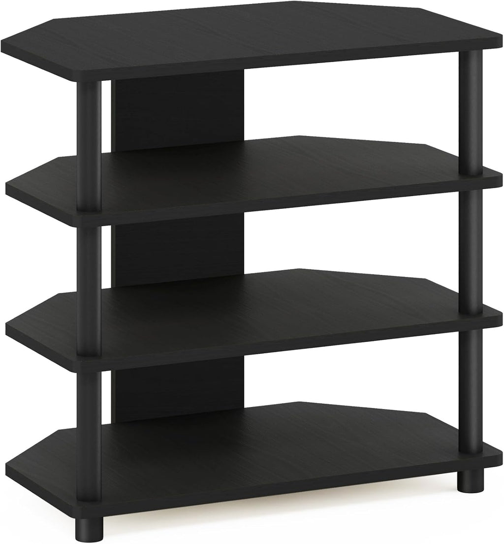 Furinno Turn-N-Tube Easy Assembly 4-Tier Petite Entertainment Center / TV Stand / TV Unit / TV Desk, Blackwood - Grand Goldman
