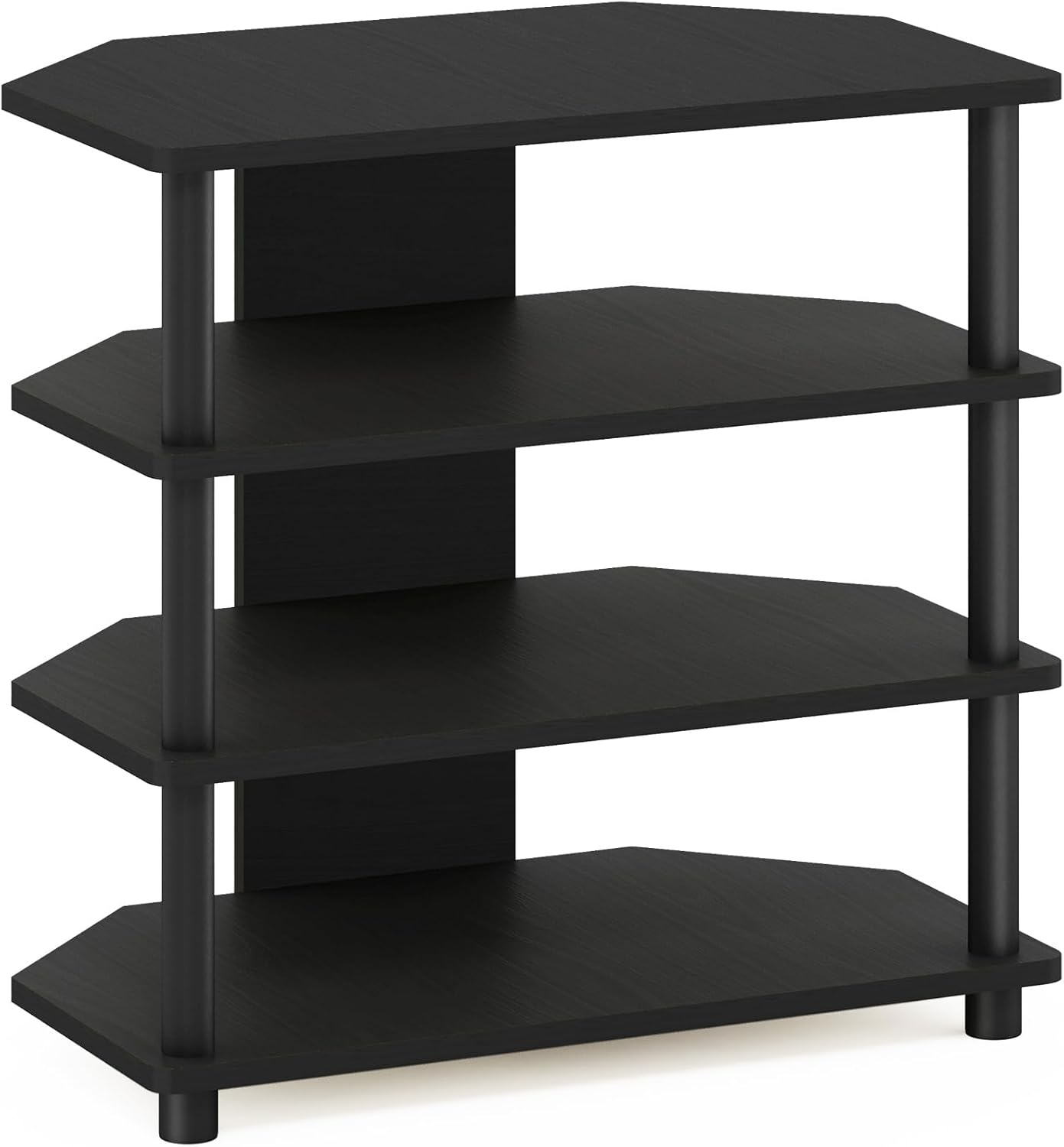 Furinno Turn-N-Tube Easy Assembly 4-Tier Petite Entertainment Center / TV Stand / TV Unit / TV Desk, Blackwood - Grand Goldman