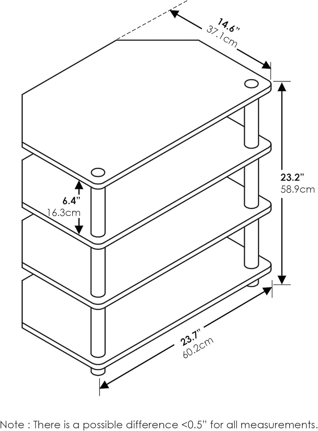 Furinno Turn-N-Tube Easy Assembly 4-Tier Petite Entertainment Center / TV Stand / TV Unit / TV Desk, Blackwood - Grand Goldman