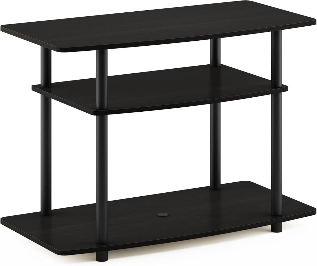 Furinno Turn-N-Tube No Tools 3-Tier Entertainment Center TV Stand for TV up to 32 Inch, Plastic Round Tubes, Espresso/black - Grand Goldman