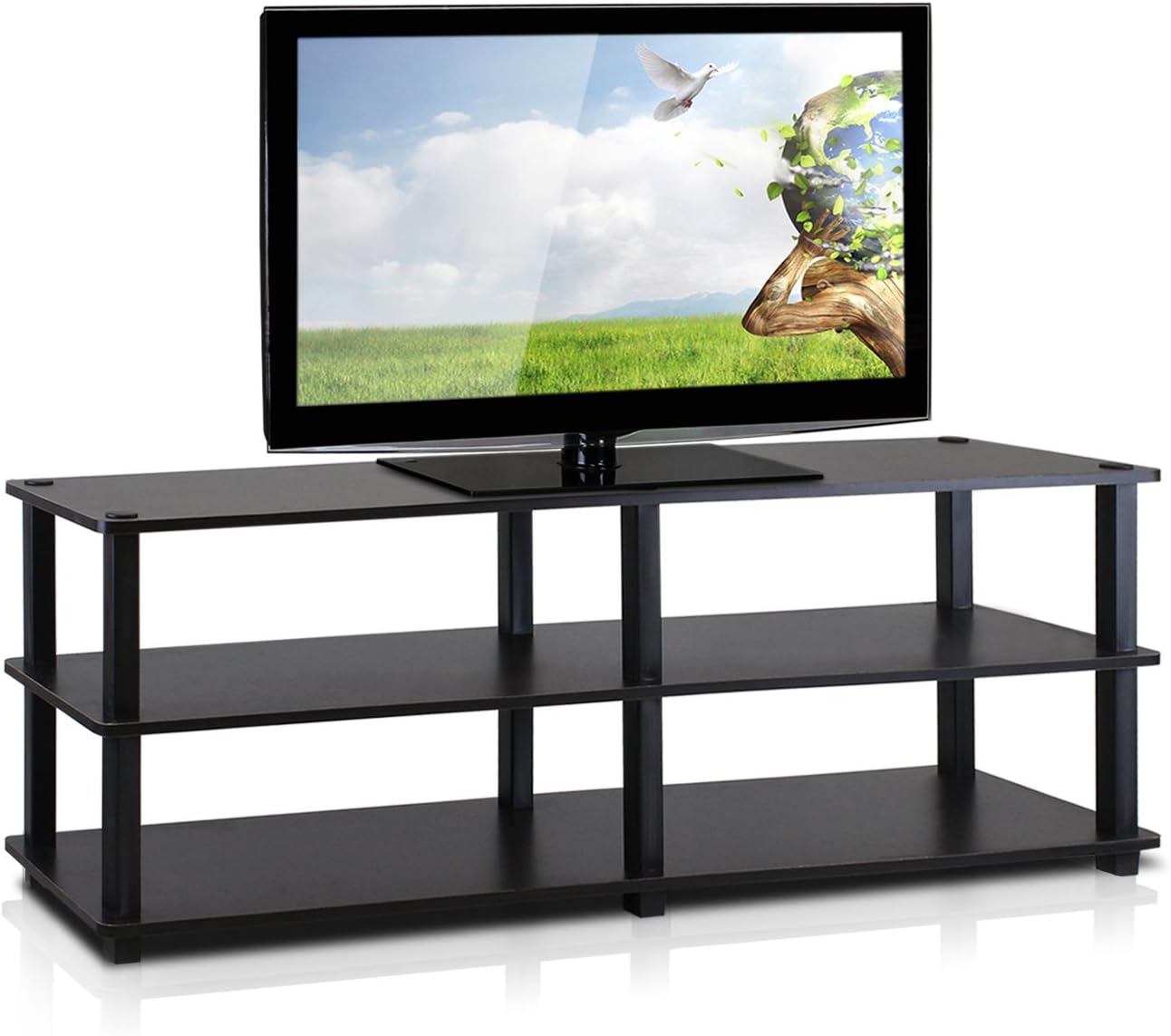 Furinno Turn-S-Tube No Tools 3-Tier Entertainment TV Stands, Espresso/Black - Grand Goldman