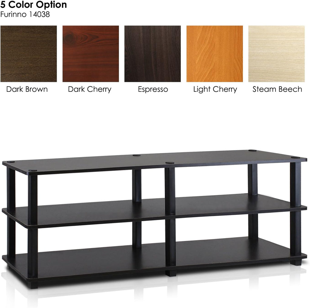 Furinno Turn-S-Tube No Tools 3-Tier Entertainment TV Stands, Espresso/Black - Grand Goldman