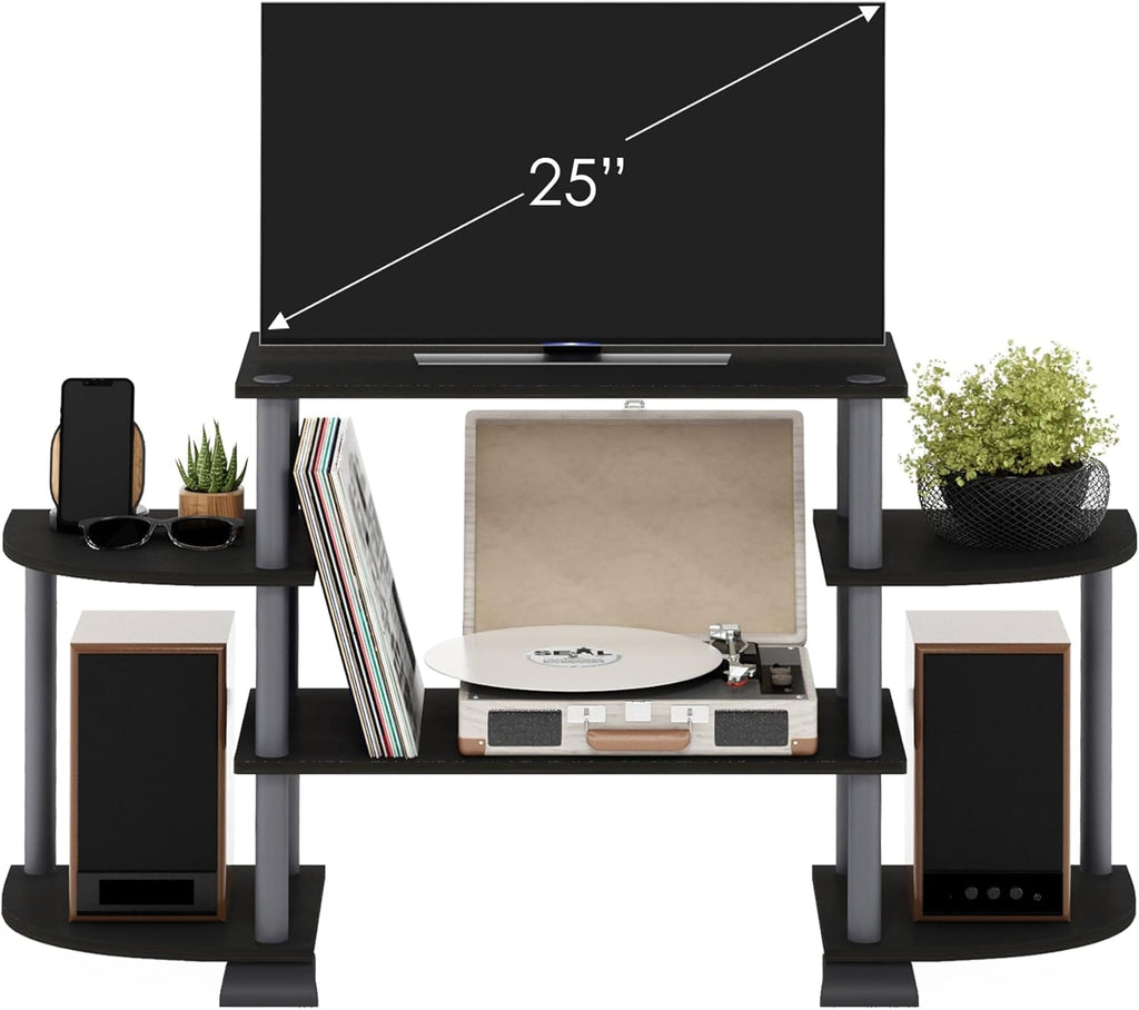 Furinno Turn-S-Tube Wide TV Entertainment Center, Black/Grey - Grand Goldman