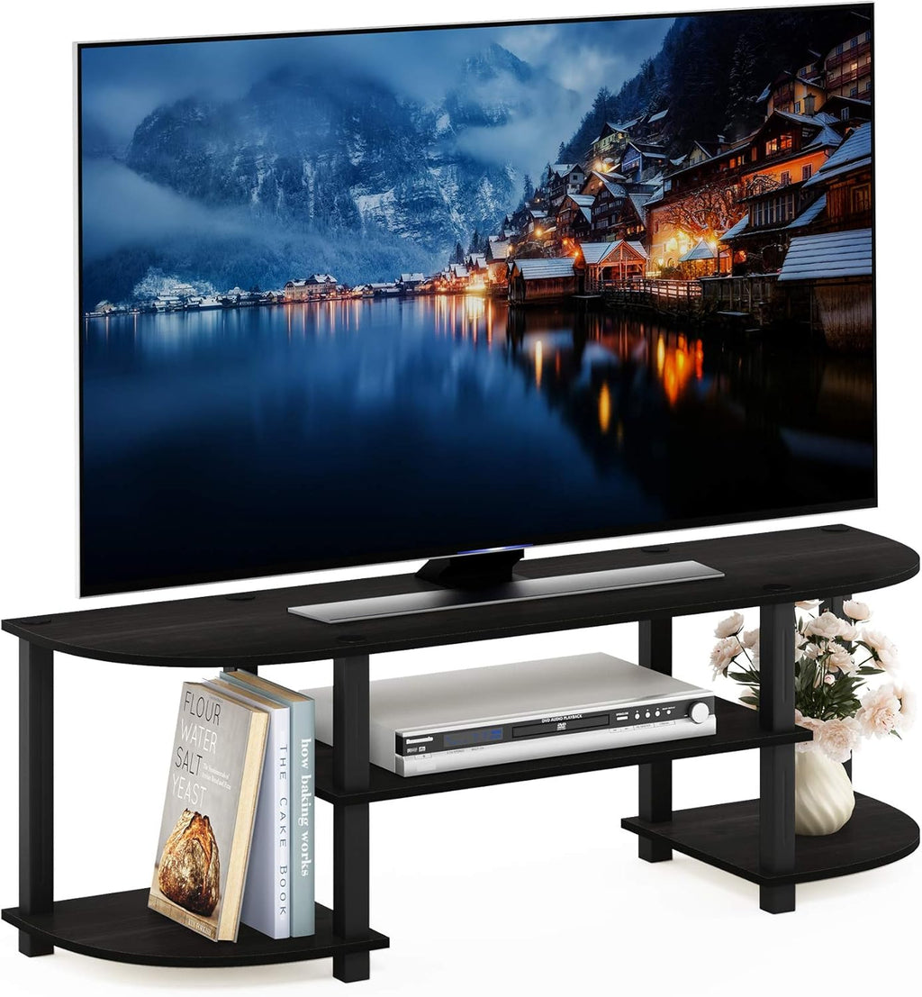 Furinno Turn-S-Tube Wide TV Entertainment Center, Black/Grey - Grand Goldman
