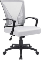 Furmax Office Chair Mid Back Swivel Lumbar Support Desk Chair, Computer Ergonomic Mesh Chair with Armrest (Black) - Grand Goldman