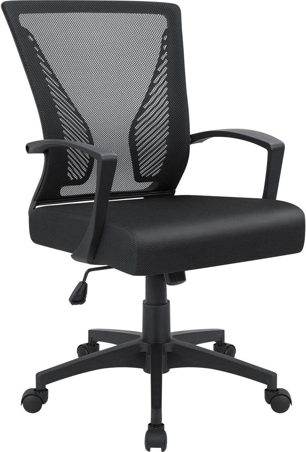 Furmax Office Chair Mid Back Swivel Lumbar Support Desk Chair, Computer Ergonomic Mesh Chair with Armrest (Black) - Grand Goldman