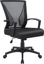 Furmax Office Chair Mid Back Swivel Lumbar Support Desk Chair, Computer Ergonomic Mesh Chair with Armrest (Black) - Grand Goldman