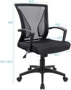 Furmax Office Chair Mid Back Swivel Lumbar Support Desk Chair, Computer Ergonomic Mesh Chair with Armrest (Black) - Grand Goldman