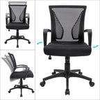 Furmax Office Chair Mid Back Swivel Lumbar Support Desk Chair, Computer Ergonomic Mesh Chair with Armrest (Black) - Grand Goldman