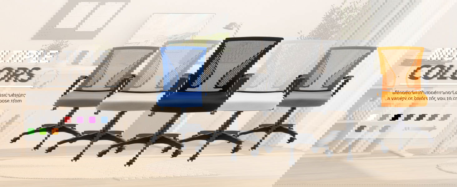 Furmax Office Chair Mid Back Swivel Lumbar Support Desk Chair, Computer Ergonomic Mesh Chair with Armrest (Black) - Grand Goldman