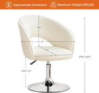 Furniliving White Makeup Vanity Chair, Vanity Chair with Back Sherpa Accent Chair with Base, Height Adjustable Swivel Chairs for Living Room Living Room Chairs Charming Chair Lounge Pub Bar… - Grand Goldman