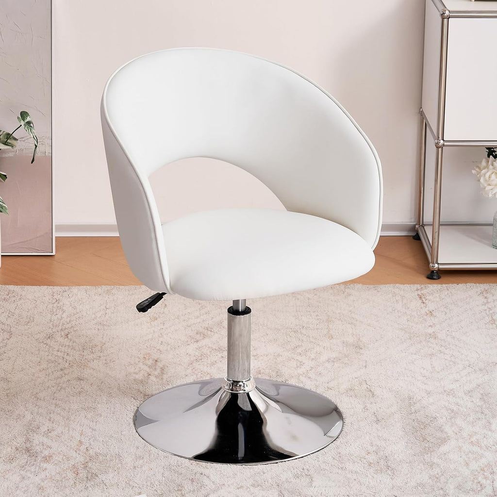 Furniliving White Makeup Vanity Chair, Vanity Chair with Back Sherpa Accent Chair with Base, Height Adjustable Swivel Chairs for Living Room Living Room Chairs Charming Chair Lounge Pub Bar… - Grand Goldman