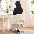 Furniliving White Makeup Vanity Chair, Vanity Chair with Back Sherpa Accent Chair with Base, Height Adjustable Swivel Chairs for Living Room Living Room Chairs Charming Chair Lounge Pub Bar… - Grand Goldman