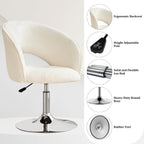 Furniliving White Makeup Vanity Chair, Vanity Chair with Back Sherpa Accent Chair with Base, Height Adjustable Swivel Chairs for Living Room Living Room Chairs Charming Chair Lounge Pub Bar… - Grand Goldman