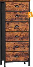Furnulem Tall Dresser with 6 Drawers,Vertical Bedside End Table & Chest for Bedroom,Black Storage Tower Dorm Nightstand with Fabric Drawer Organizer Unit Furniture in Living Room,Closet,Hallyway - Grand Goldman
