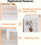 Furologee Nightstands Set 2, End Table with 2 Fabric Drawers, Bedside Table with 2 Hooks, Open Wood Shelf Side Sofa Table for Bedroom/Living Room/Hallway/White - Grand Goldman