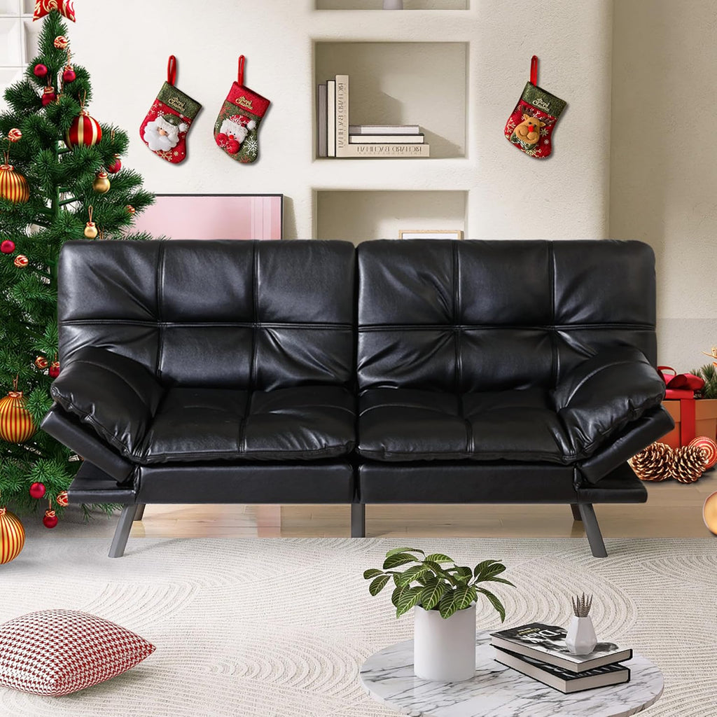 Futon Sofa Bed,Grey Detachable Convertible Couch Memory Foam Futon Convertible Couch Bed Sofa Sleeper LoveSeat Sofa for Living Spaces,Apartment - Grand Goldman