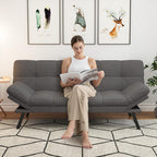 Futon Sofa Bed,Grey Detachable Convertible Couch Memory Foam Futon Convertible Couch Bed Sofa Sleeper LoveSeat Sofa for Living Spaces,Apartment - Grand Goldman