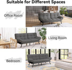 Futon Sofa Bed,Grey Detachable Convertible Couch Memory Foam Futon Convertible Couch Bed Sofa Sleeper LoveSeat Sofa for Living Spaces,Apartment - Grand Goldman