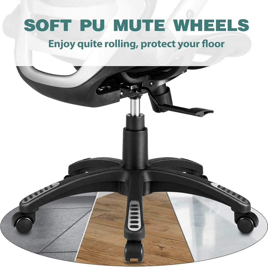 GABRYLLY Ergonomic Office Chair, High Back Home Desk Chair with Headrest, Flip-Up Arms, 90-120° Tilt Lock and Wide Cushion, Big and Tall Mesh Chairs for Man Woman, Black Task Chair - Grand Goldman