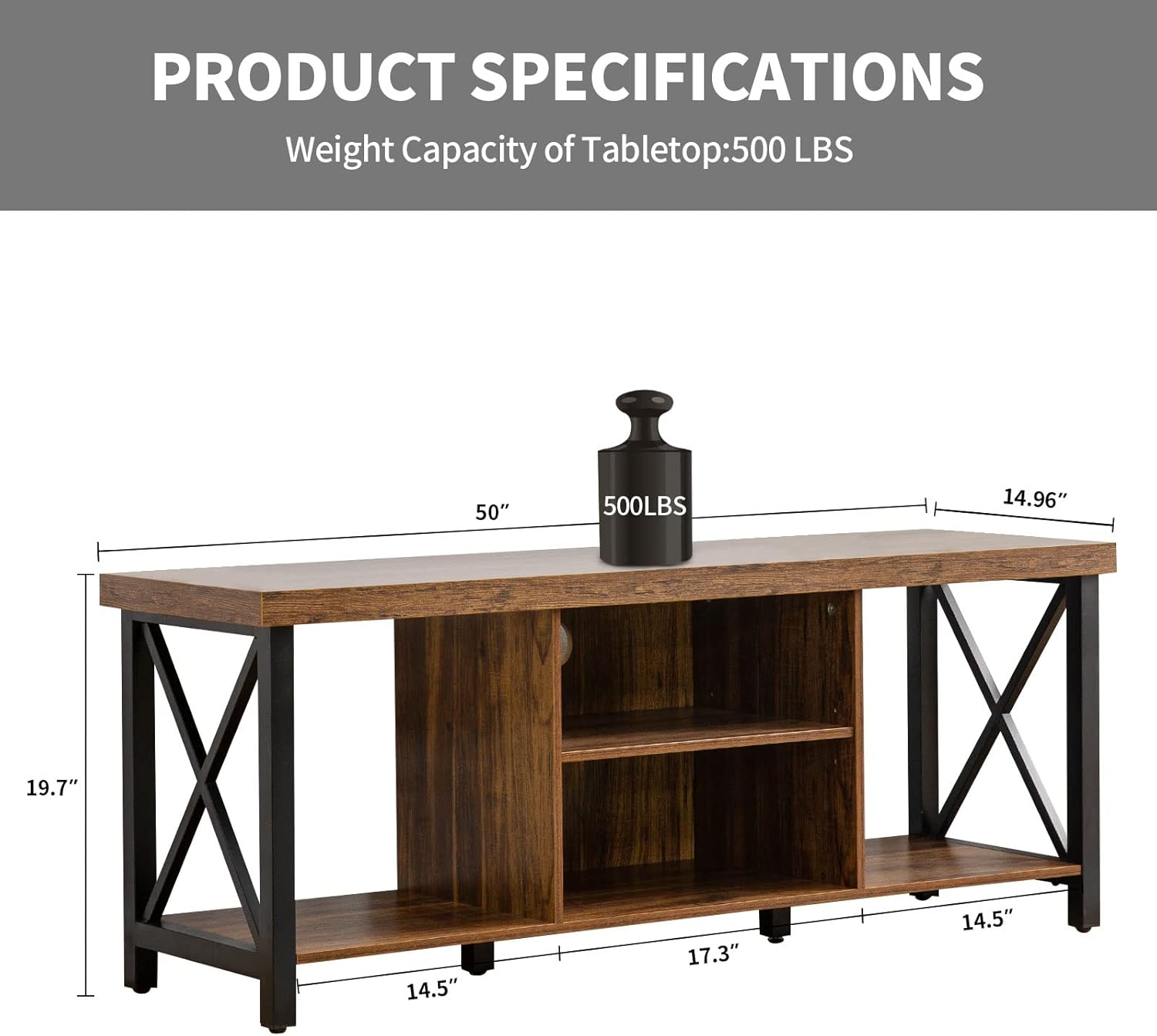 GAZHOME TV Stand for TV up to 55 Inches, TV Cabinet with Open Storage, TV Console Unit with Shelving for Living Room, Entertainment Room, Rustic Brown - Grand Goldman