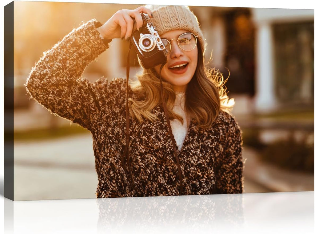 GMissT Canvas Prints With Your Photos - Personalized Pictures On Canvas Custom Poster for Home Decor - Floating Frames & Gift Wrapping Available - Grand Goldman