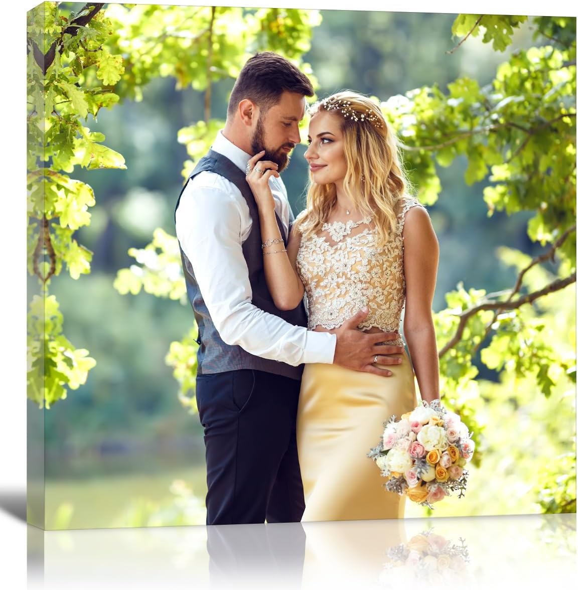 GMissT Canvas Prints With Your Photos - Personalized Pictures On Canvas Custom Poster for Home Decor - Floating Frames & Gift Wrapping Available - Grand Goldman